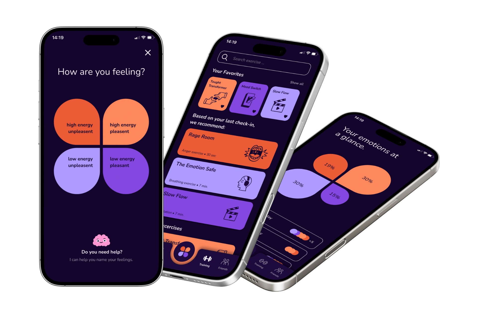 Kindori App Emotional Fitness Screens